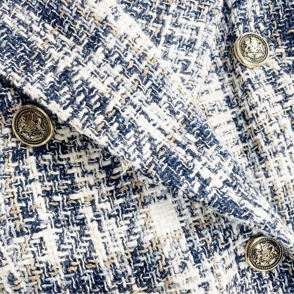 Zara Women's Casual Plaid Double-Breasted Texture Suit‎ Jacket Size M - Picture 5 of 8